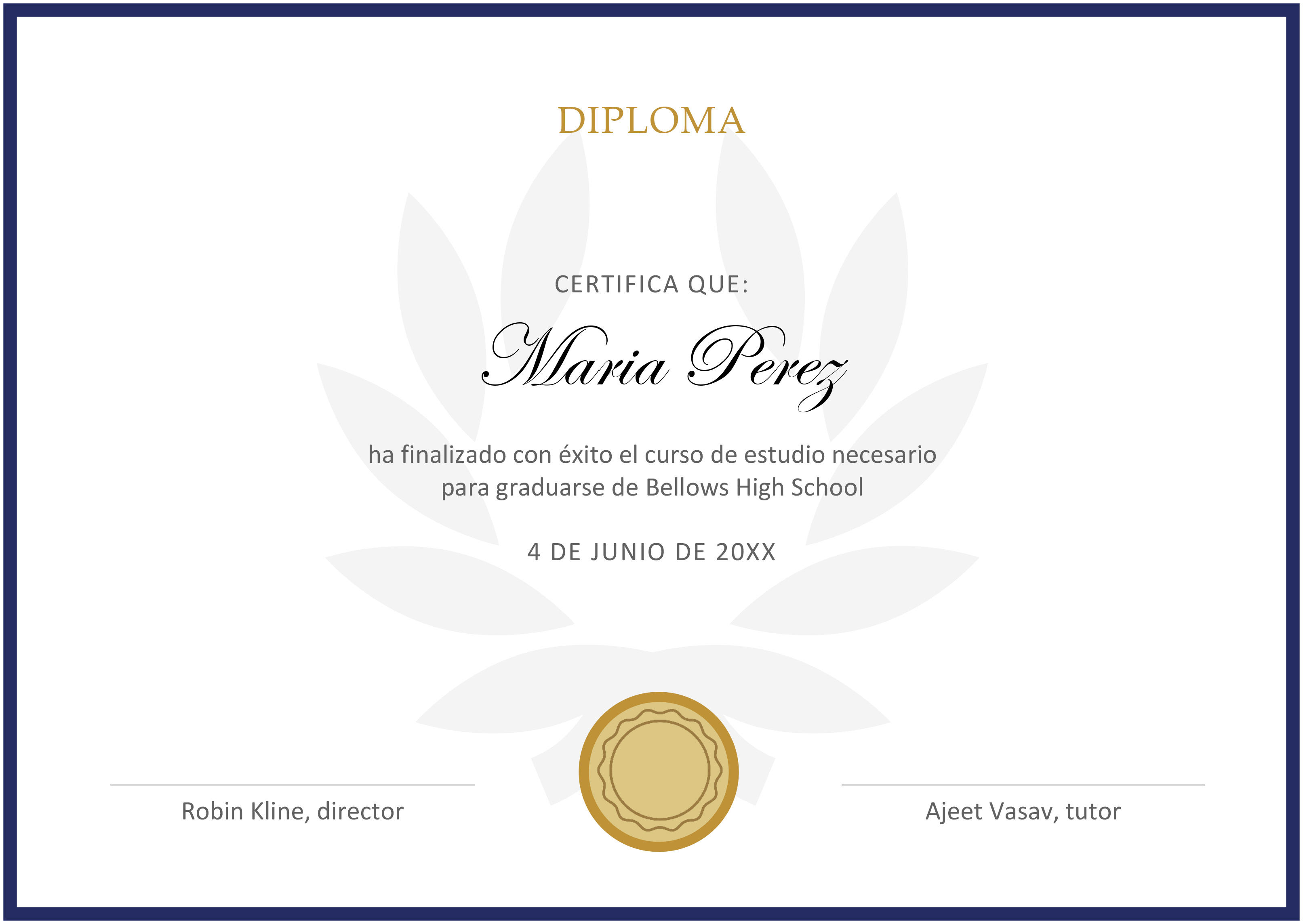 Example of generated diploma.